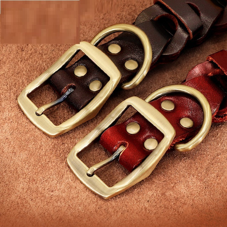 Braided Leather Dog Collar